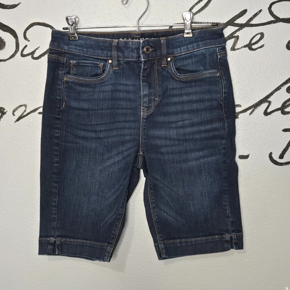 White House Black Market Denim Dark Wash The Bermuda Short, 2